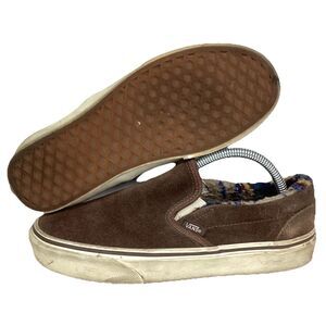 Vans Classic Slip-On Mens 6/Womens 7.5 Brown Suede Sherpa Lined Low VN0A4U382PS
